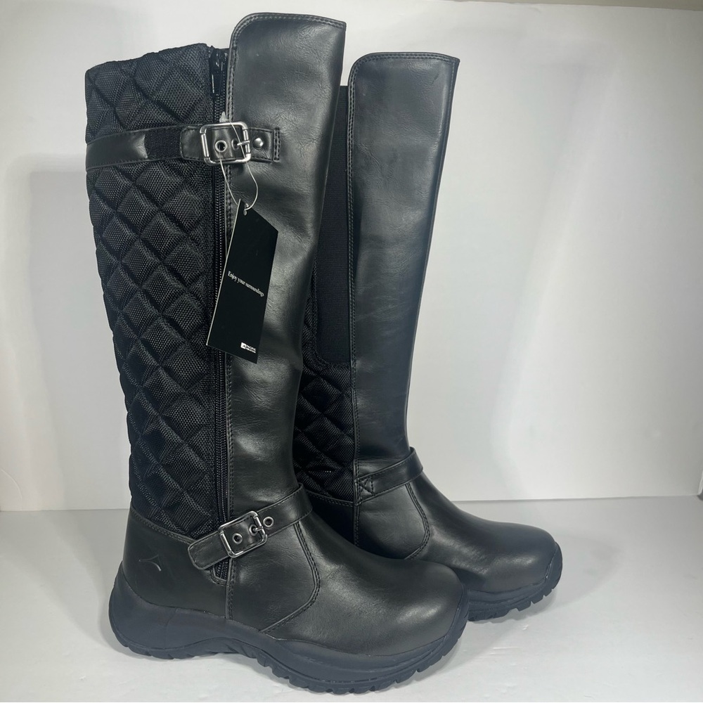 Pacific Mountain Women's Quilted Black Leather Size 7.5 W 3M Insulated Boots